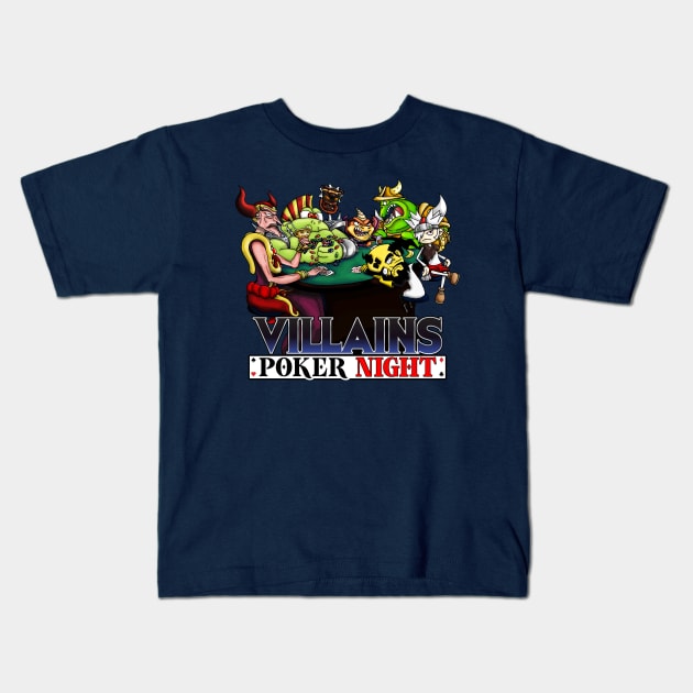 Villains Poker Night Kids T-Shirt by WarioPunk